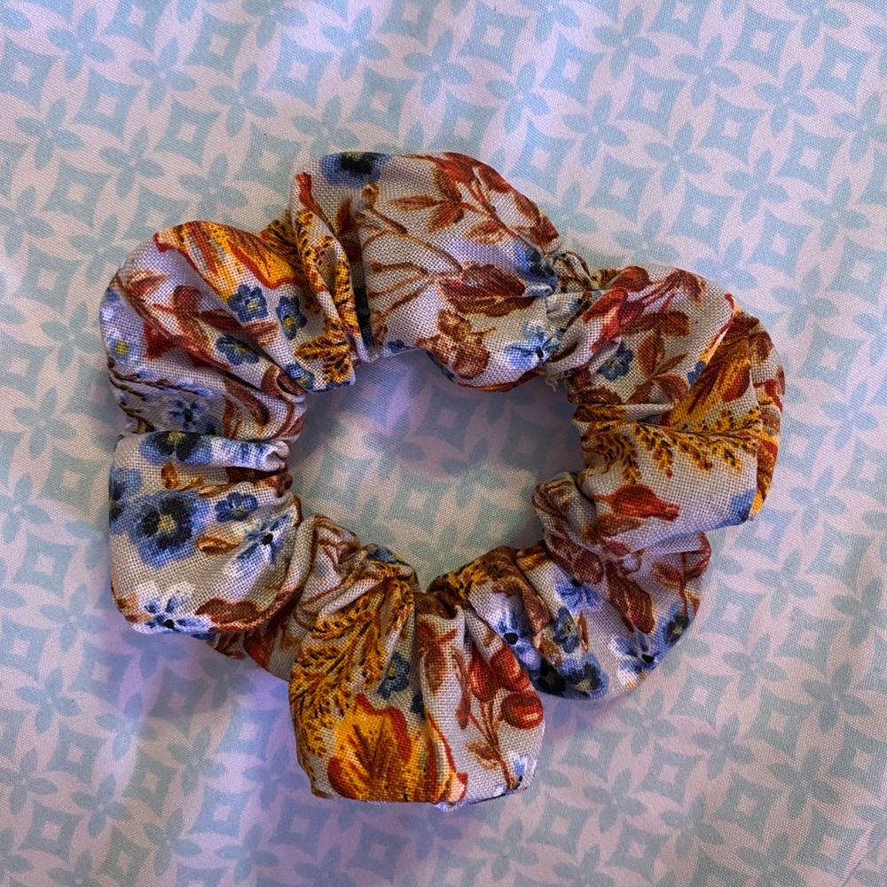 Handmade blue harvest scrunchie!